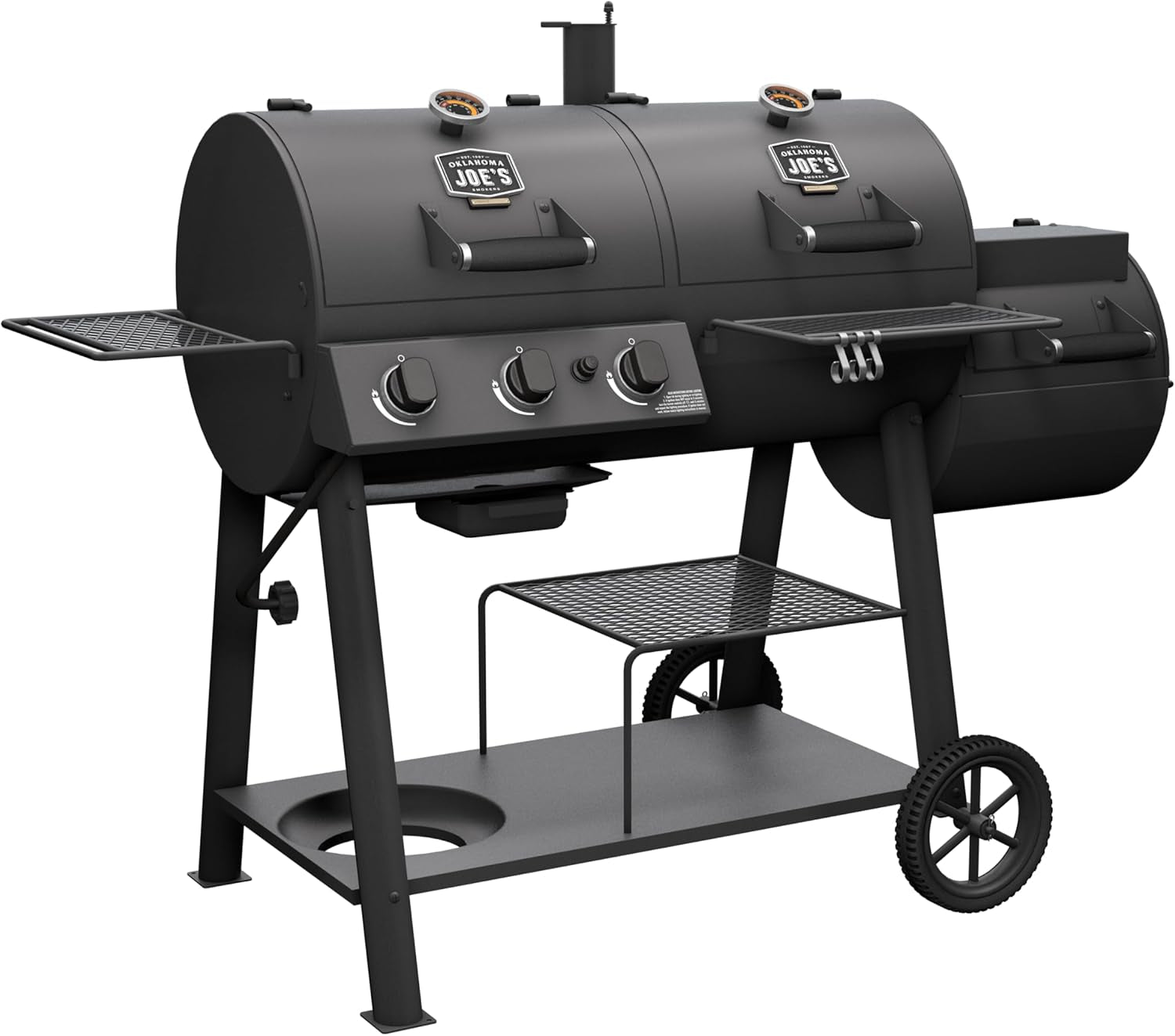 OKLAHOMA JOE'S® Canyon™ Charcoal and Propane Gas Combination Smoker and Grill, Black Steel, 24203004