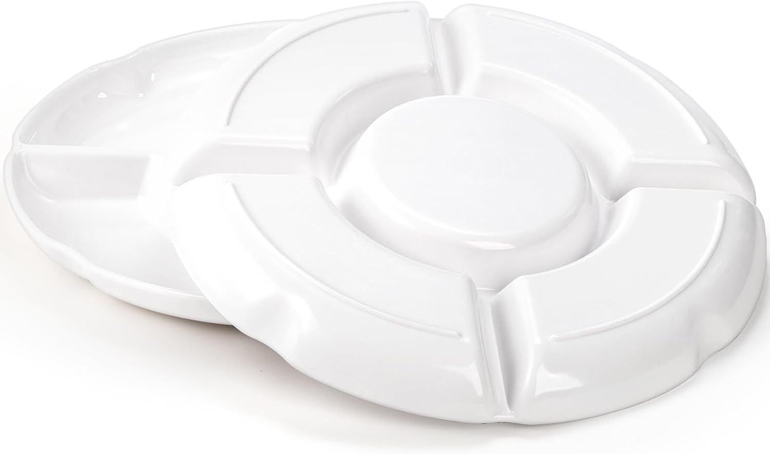3 Pack Divided Serving Tray, 13 Inch Unbreakable Chip and Dip Platter, Melamine Appetizer Serving Plate, 5 Sectional Party Snack Relish Tray for Serving Food, Nuts, Candy, Dried Fruit, Veggies