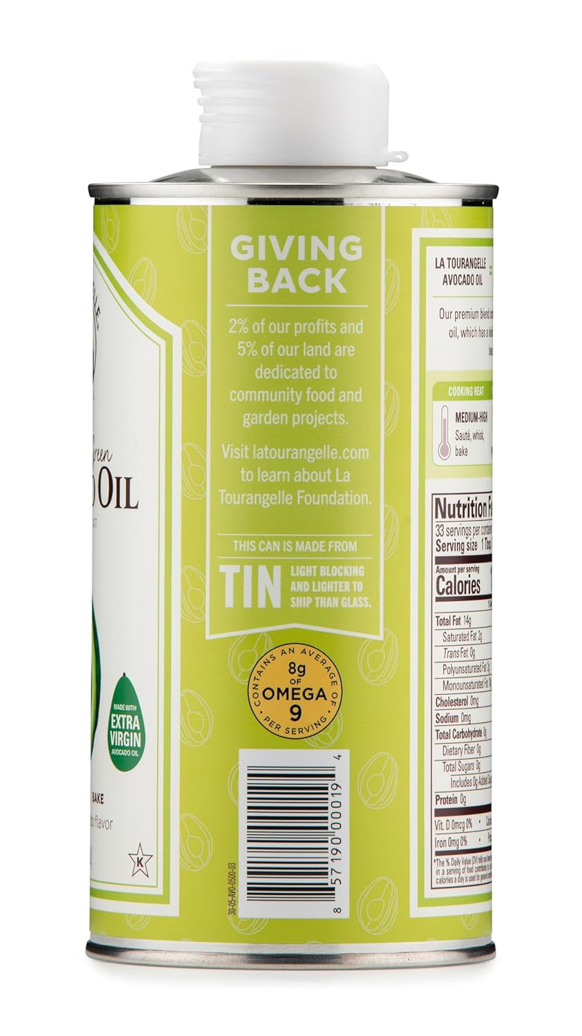 La Tourangelle, Avocado Oil, Handcrafted from Premium Avocados, Great for Cooking, as Butter Substitute, and for Skin and Hair, 16.9 Fl Oz