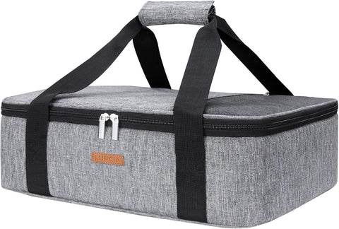 Image of Insulated Casserole Carrier for Hot or Cold Food, Lasagna Lugger Tote for Potluck Parties/Picnic/Cookouts, Fits 9"X13" Baking Dish, Grey