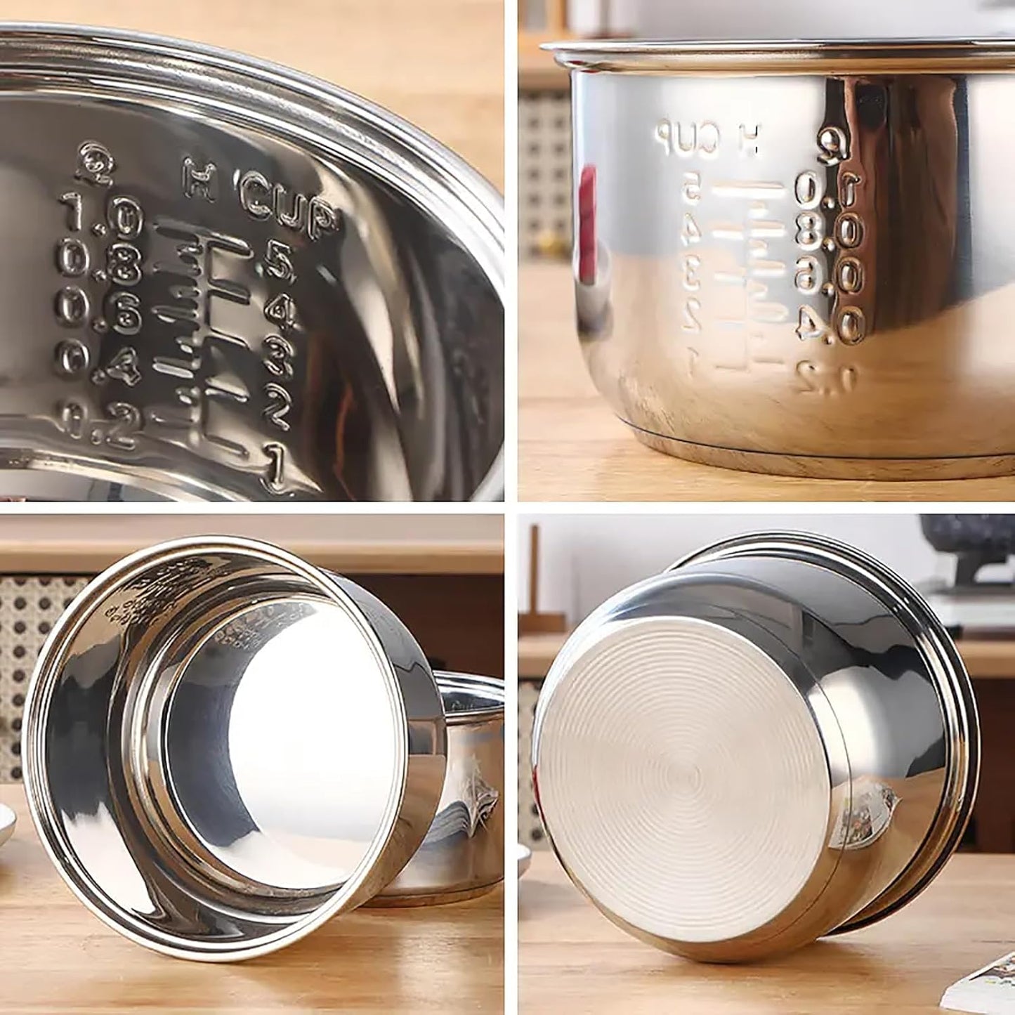 Stainless Steel Rice Cooker Inner Pot, Non-Stick Replacement Pot, Durable & Universal Fit for Multi-Cookers, Even Heating for Perfect Rice (1.6L)