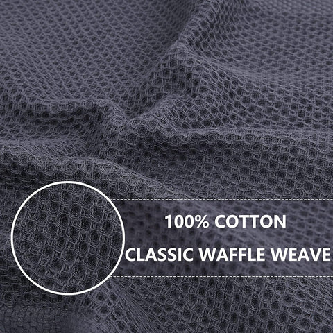 Image of Homaxy 100% Cotton Waffle Weave Kitchen Dish Cloths, Ultra Soft Absorbent Quick Drying Dish Towels, 12 X 12 Inches, 6-Pack, Dark Grey