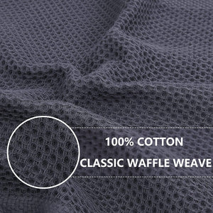 Homaxy 100% Cotton Waffle Weave Kitchen Dish Cloths, Ultra Soft Absorbent Quick Drying Dish Towels, 12 X 12 Inches, 6-Pack, Dark Grey