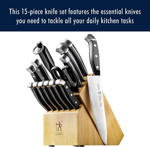 Image of HENCKELS Premium Quality 15-Piece Knife Set with Block, Razor-Sharp, German Engineered Knife Informed by over 100 Years of Masterful Knife Making, Lightweight and Strong, Dishwasher Safe