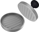 Cave Tools Burger Press - Perfectly Formed Hamburger Maker - Includes 200 Non Stick Patty Papers for Making 1/4 Lb or 1/3 Lb Stuffed Pocket Burgers - Aluminum Presser