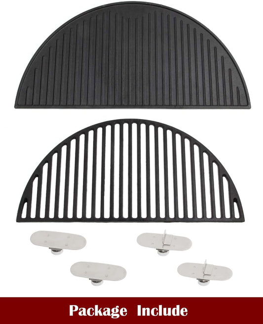 Kamaster 22" Half Moon Cast Iron Cooking Grate Grill Accessory Replaces for Weber Charcoal Grill Half Moon Grate+Griddle+4 Support Extension,Cooking Grate for Weber 22