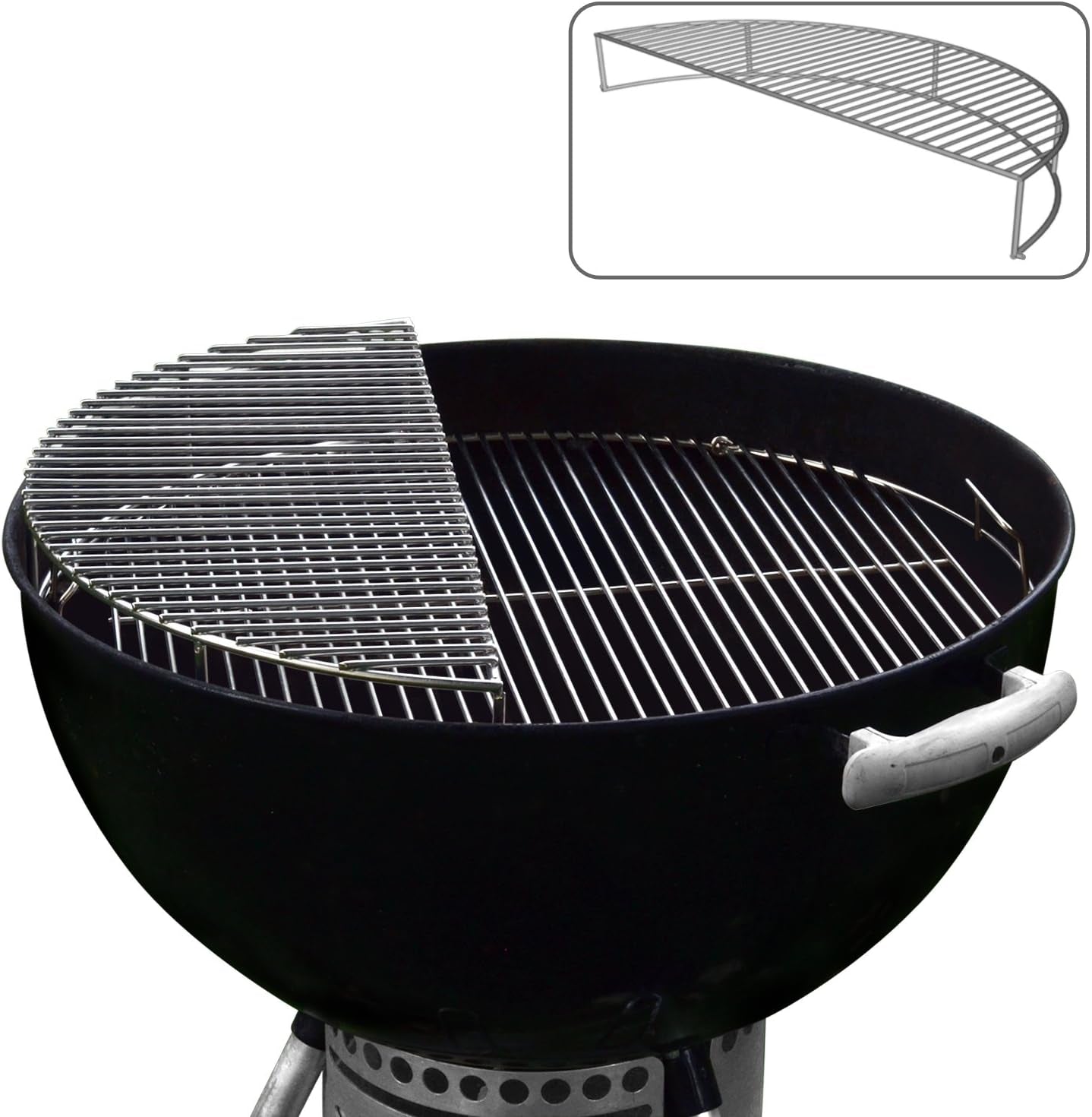 The Original 'Upper Deck' Stainless Steel Grilling Warming Smoking Rack Charcoal Grill Grate- for Use with 22 Inch Kettle Grills- Charcoal Grilling Accessories and Grill Tools Grill Rack