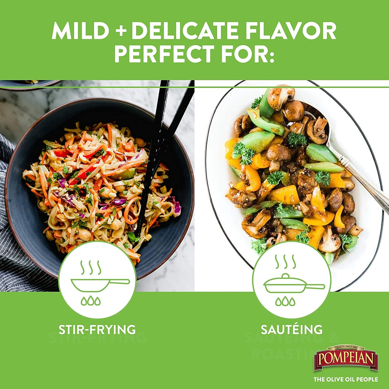 Pompeian Smooth Extra Virgin Olive Oil, Contains Polyphenols, First Cold Pressed, Mild and Delicate Flavor, Perfect for Sauteing & Stir-Frying, Naturally Gluten-Free, Non-Gmo, 16 FL Oz, Single Bottle