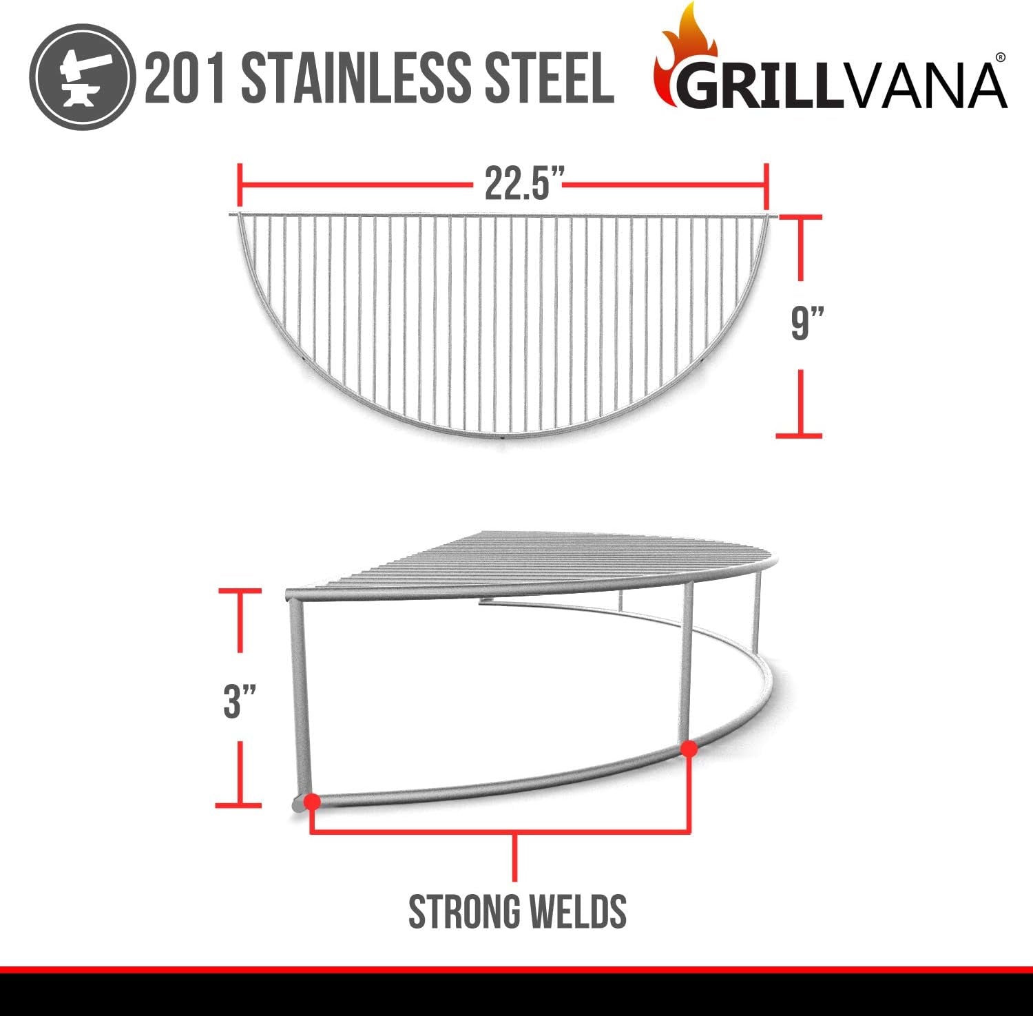 The Original 'Upper Deck' Stainless Steel Grilling Warming Smoking Rack Charcoal Grill Grate- for Use with 22 Inch Kettle Grills- Charcoal Grilling Accessories and Grill Tools Grill Rack