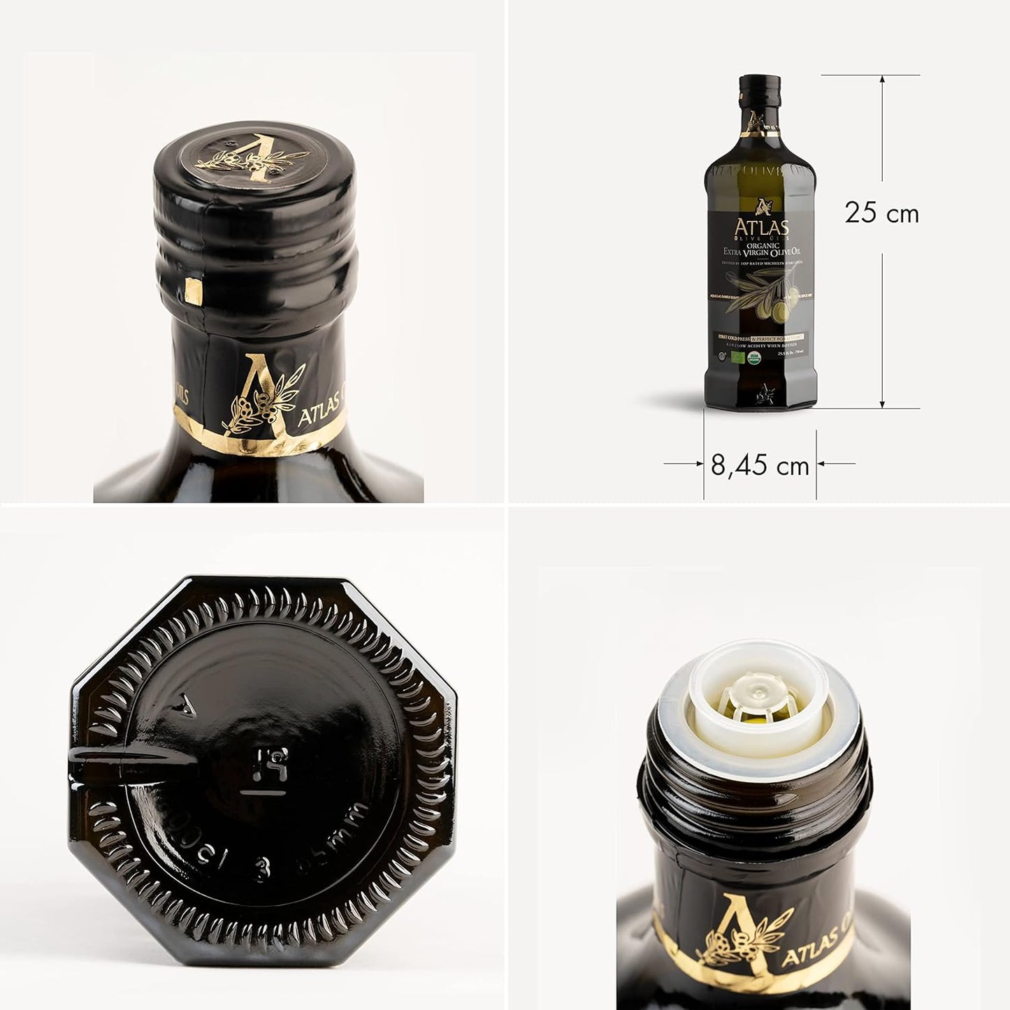 Atlas 750 Ml Organic Cold Press Extra Virgin Olive Oil with Polyphenol Rich from Morocco | Newly Harvested Unprocessed from One Single Family Farm | Moroccan EVOO Trusted by Michelin Star Chefs
