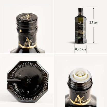Atlas 750 Ml Organic Cold Press Extra Virgin Olive Oil with Polyphenol Rich from Morocco | Newly Harvested Unprocessed from One Single Family Farm | Moroccan EVOO Trusted by Michelin Star Chefs