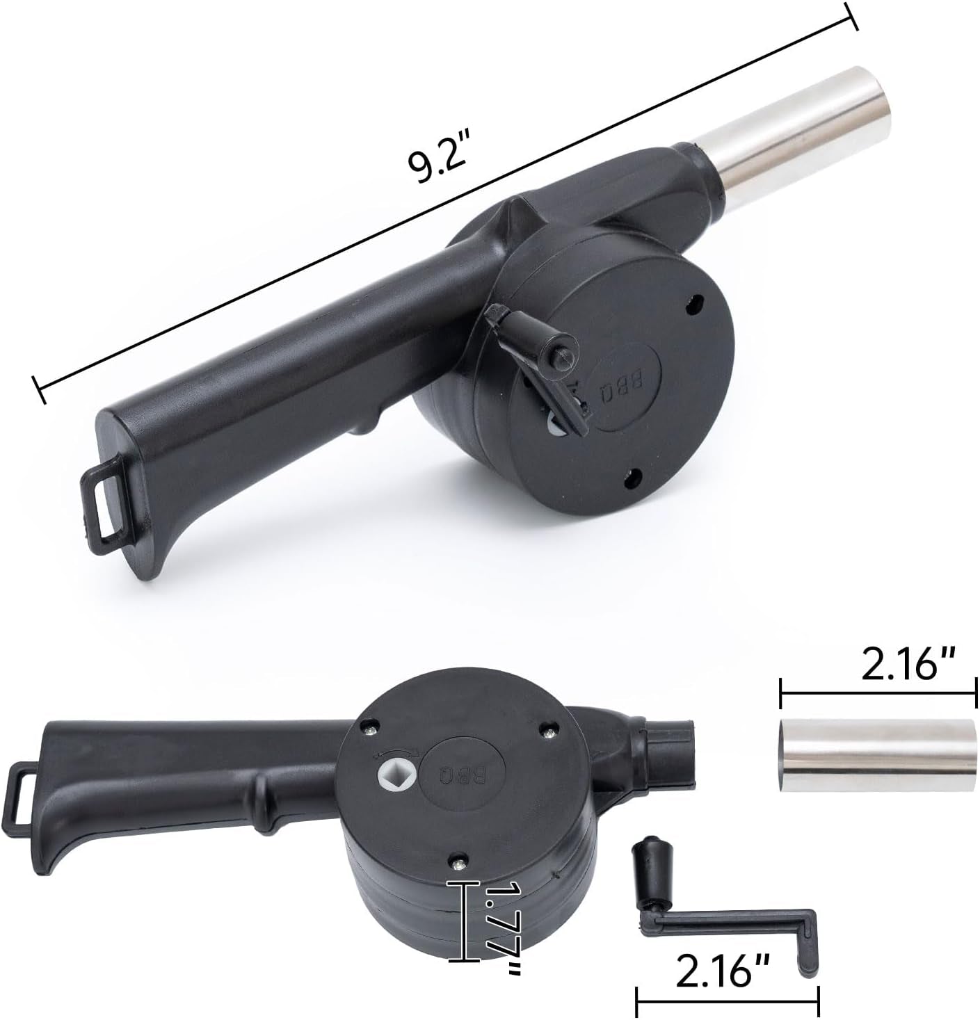 BRIAN & DANY Charcoal Chimney Starter Set for BBQ, Rapid Chimney Starter for Charcoal Grill with Heat Resistant Gloves and Blower, Large-Capacity Design 7.09" X 7.09" X 10.63"