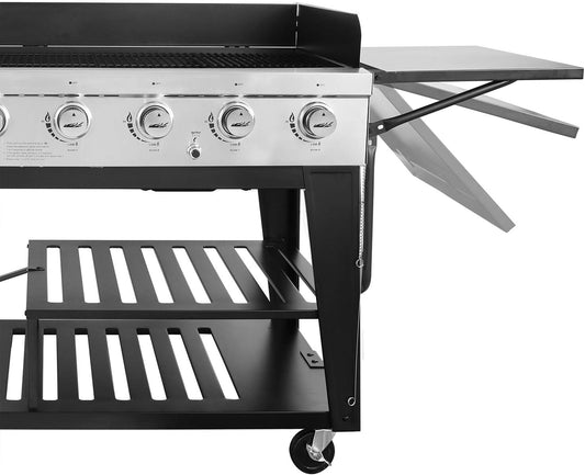 Royal Gourmet 8-Burner Gas Grill, 104,000 BTU Liquid Propane Grill, Independently Controlled Dual Systems, Outdoor Party or Backyard BBQ, Black