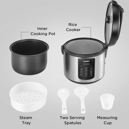 COMFEE' Rice Cooker 10 Cup Uncooked/20 Cup Cooked , Rice Maker, Steamer, Saute, Steamer and Warmer, 5.2 QT Large Capacity, Brown Rice, Quinoa and Oatmeal, 8 One-Touch Programs