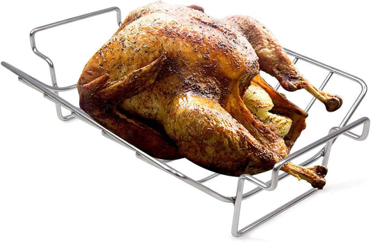 Turkey Roasting Rack Rib Rack for Big Green Egg - Stainless Steel Dual-Purpose Rib Racks for Smoking, U-Shaped Turkey Racks for Roasting Pan, for Big Green Egg, Kamado Joe, Char-Griller Akorn Etc