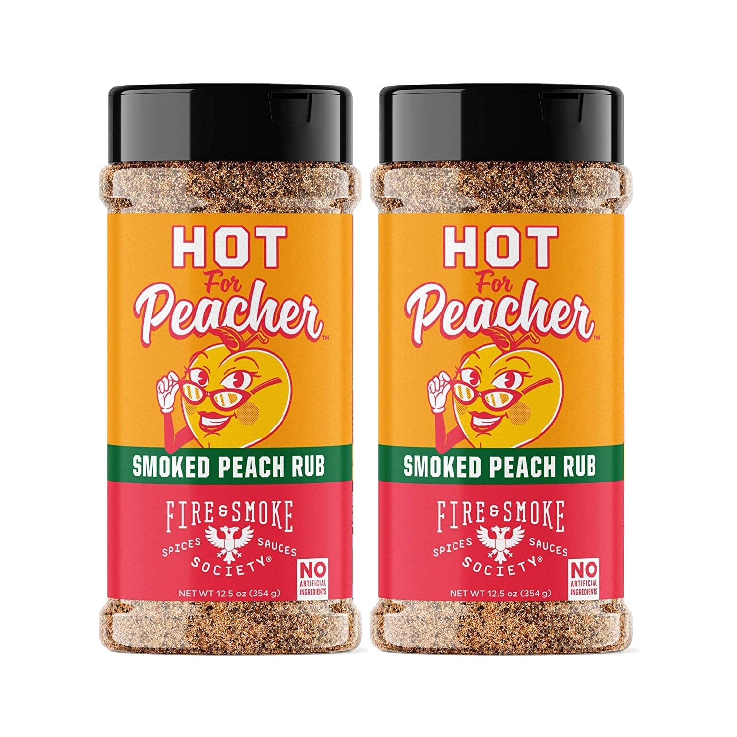Fire & Smoke Society Hot for Peacher Smoked Peach BBQ Rub Seasoning for Smoking and Grilling Meat, Pork Ribs Chops, Poultry, Turkey, Burger, Chicken Wings, Barbecue Dry Rubs and Spices, 2-Pack