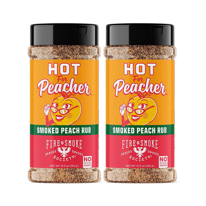 Fire & Smoke Society Hot for Peacher Smoked Peach BBQ Rub Seasoning for Smoking and Grilling Meat, Pork Ribs Chops, Poultry, Turkey, Burger, Chicken Wings, Barbecue Dry Rubs and Spices, 2-Pack