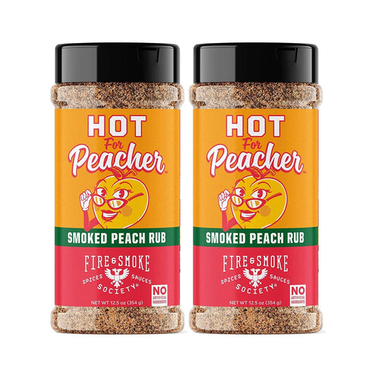 Fire & Smoke Society Hot for Peacher Smoked Peach BBQ Rub Seasoning for Smoking and Grilling Meat, Pork Ribs Chops, Poultry, Turkey, Burger, Chicken Wings, Barbecue Dry Rubs and Spices, 2-Pack