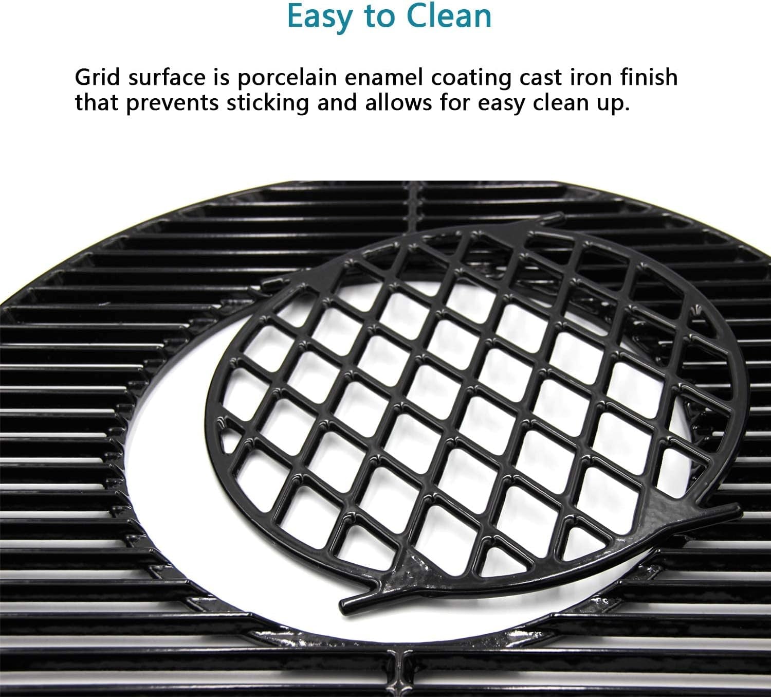 Hongso 8835 21.5 Inch Non-Stick Polished Porcelain Coated Grill Grates for Weber Original Kettle Premium 22 Inch Charcoal Grill, 22" Weber Performer Premium, Deluxe Charcoal Grill, 22'' Smokers