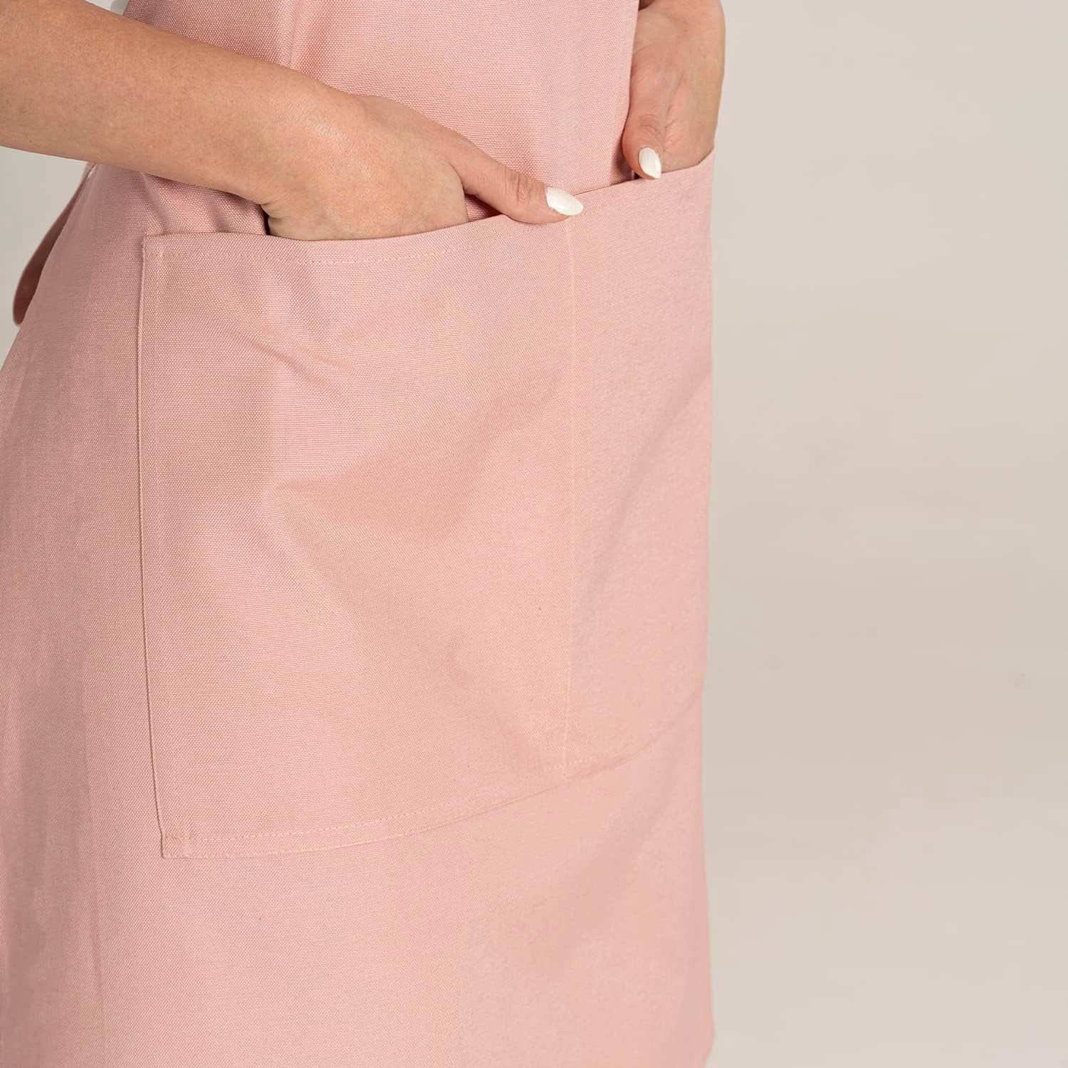TOSHE Kitchen Apron Waterdrop Resistant Cotton Apron with Adjustable Aprons for Women with Pockets 10 Color Option Cooking Powder Pink Apron (Powder Pink)