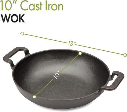 Cuisinart CCW-800, Pre-Seasoned Cast Iron Grilling Wok, 10"
