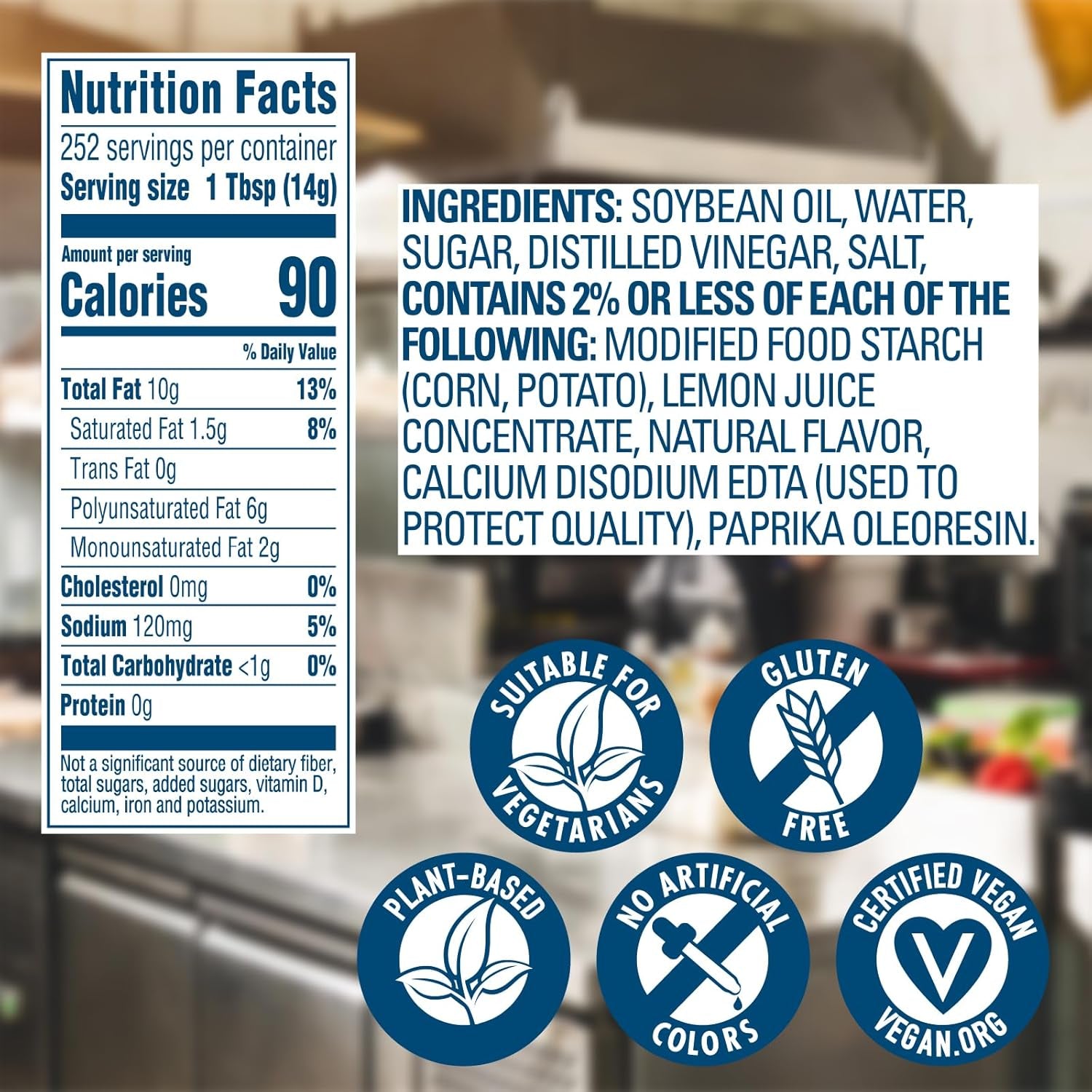 Hellmann'S Heavy Duty Vegan Mayonnaise Jar, Creamy Plant Based Mayo, Condiment for Salads and Sandwiches, Egg Free, 1 Gallon, 128 Oz, Pack of 1