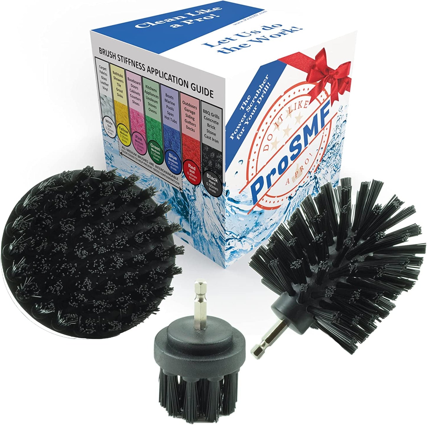 Drill Brush Attachment - Scrub Brush for Drill - Grill Brush Set - Power Scrubber Brush Kit - Heavy Duty - Smokers - Grills - Concrete - Brick - Household Cleaning - Black - Ultra Stiff