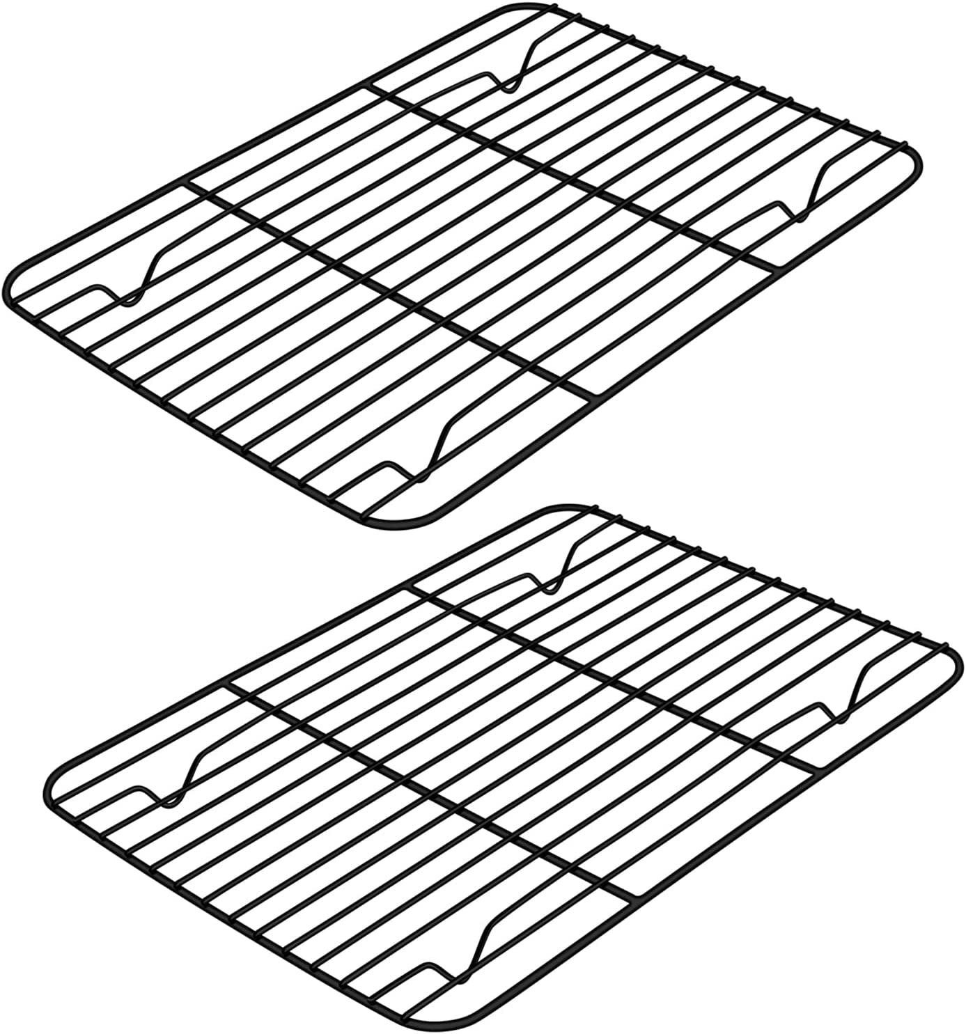 Small Baking Wire Rack Set of 2, E-Far Non-Stick Rack for Toaster Oven Cooking Roasting Broiling Grilling Meat Bacon, 8.7” X 6.2” Metal Bakeable Cooling Rack for Cookie Cake - Easy to Clean