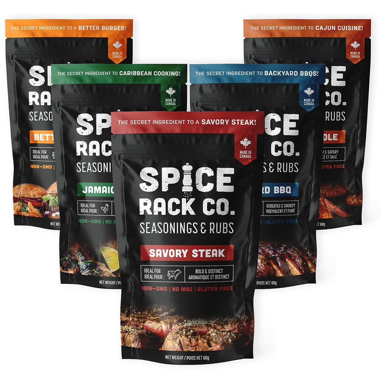 Spice Rack Co. BBQ Seasonings and Rubs - Smoking & Grilling Spices and Seasonings Sets, Grilling Accessories & Smoker Accessories, Unique Father'S Day Gifts for Dad Gifts for Fathers Day (5 Pack)