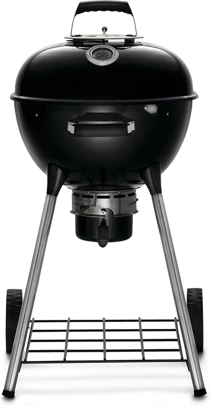 Napoleon NK18 Premium Charcoal Kettle Grill, Black, Porcelain-Enameled Lid and Bowl, Chrome-Plated Cooking Grid