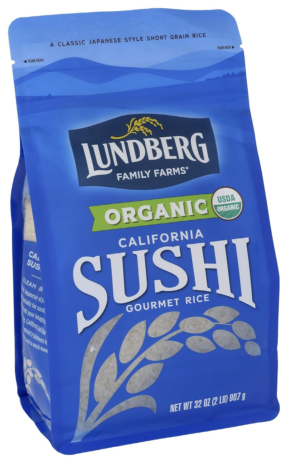 Lundberg Family Farms - Organic California Sushi Rice, Japanese Style Short Grain Rice, Perfectly Sticky, Pantry Staple, Non-Gmo, Gluten-Free, USDA Certified Organic, Vegan, Kosher (32 Oz) (Pack of 2)