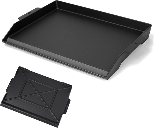 Universal Cast Iron Cooking Griddle 23" X 16", Nonstick Cast Iron Griddle Flat Top, Grill Plate with Extra High Sidewalls and Deep Grease Groove for Gas Grills and 4-5 Burner Range Oven