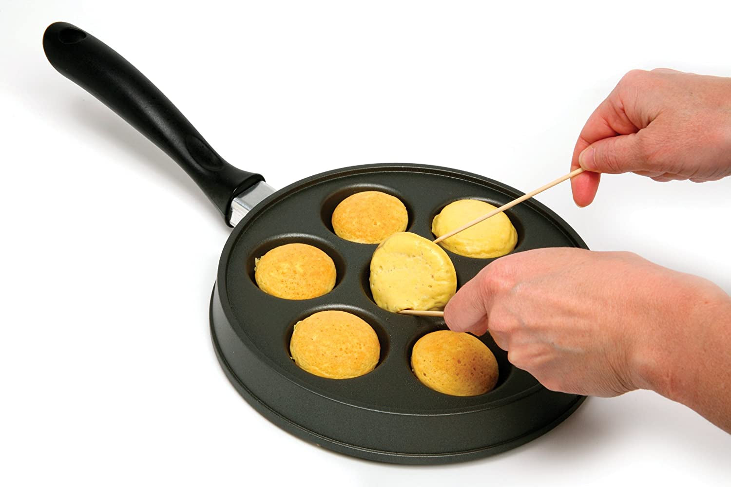 Norpro Nonstick Stuffed Pancake Pan, Munk/Aebleskiver/Ebelskiver 16.5″ X 9″ X 1.25″ Black