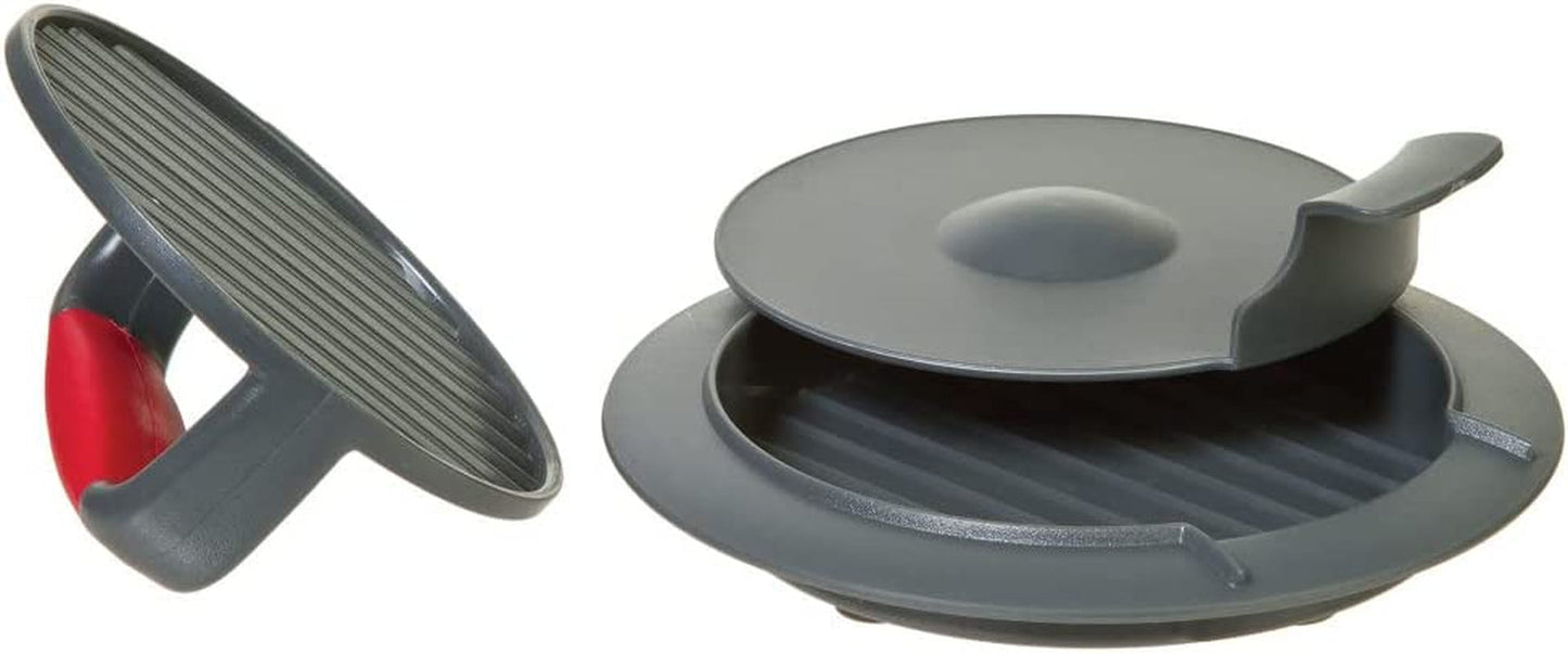 Prepworks by Progressive Perfect Burger Press, HPM-10, Large Hamburger Patty for Stuffed Burger, Sliders, 1/3 or 1/4 Pound Patties, Non-Stick, Best Rated BBQ Tool,Grey