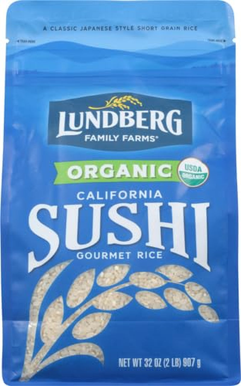 Lundberg Family Farms - Organic California Sushi Rice, Japanese Style Short Grain Rice, Perfectly Sticky, Pantry Staple, Non-Gmo, Gluten-Free, USDA Certified Organic, Vegan, Kosher (32 Oz) (Pack of 2)