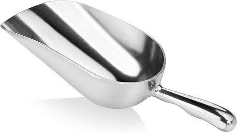 Image of New Star Foodservice 34523 One-Piece Cast Aluminum round Bottom Bar Ice Flour Utility Scoop, 12-Ounce, Silver (Hand Wash Only)