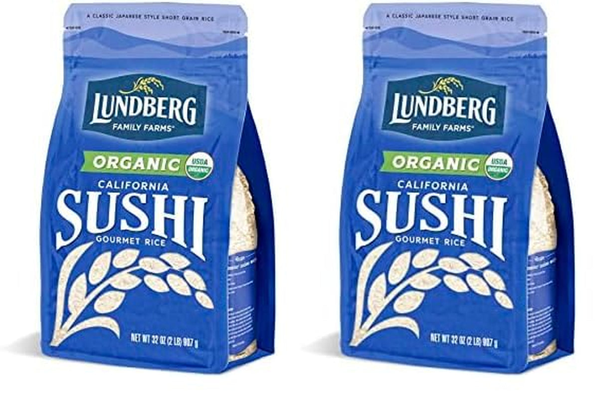 Lundberg Family Farms - Organic California Sushi Rice, Japanese Style Short Grain Rice, Perfectly Sticky, Pantry Staple, Non-Gmo, Gluten-Free, USDA Certified Organic, Vegan, Kosher (32 Oz) (Pack of 2)