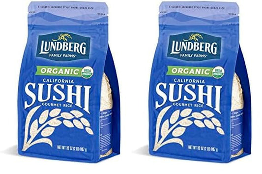 Lundberg Family Farms - Organic California Sushi Rice, Japanese Style Short Grain Rice, Perfectly Sticky, Pantry Staple, Non-Gmo, Gluten-Free, USDA Certified Organic, Vegan, Kosher (32 Oz) (Pack of 2)