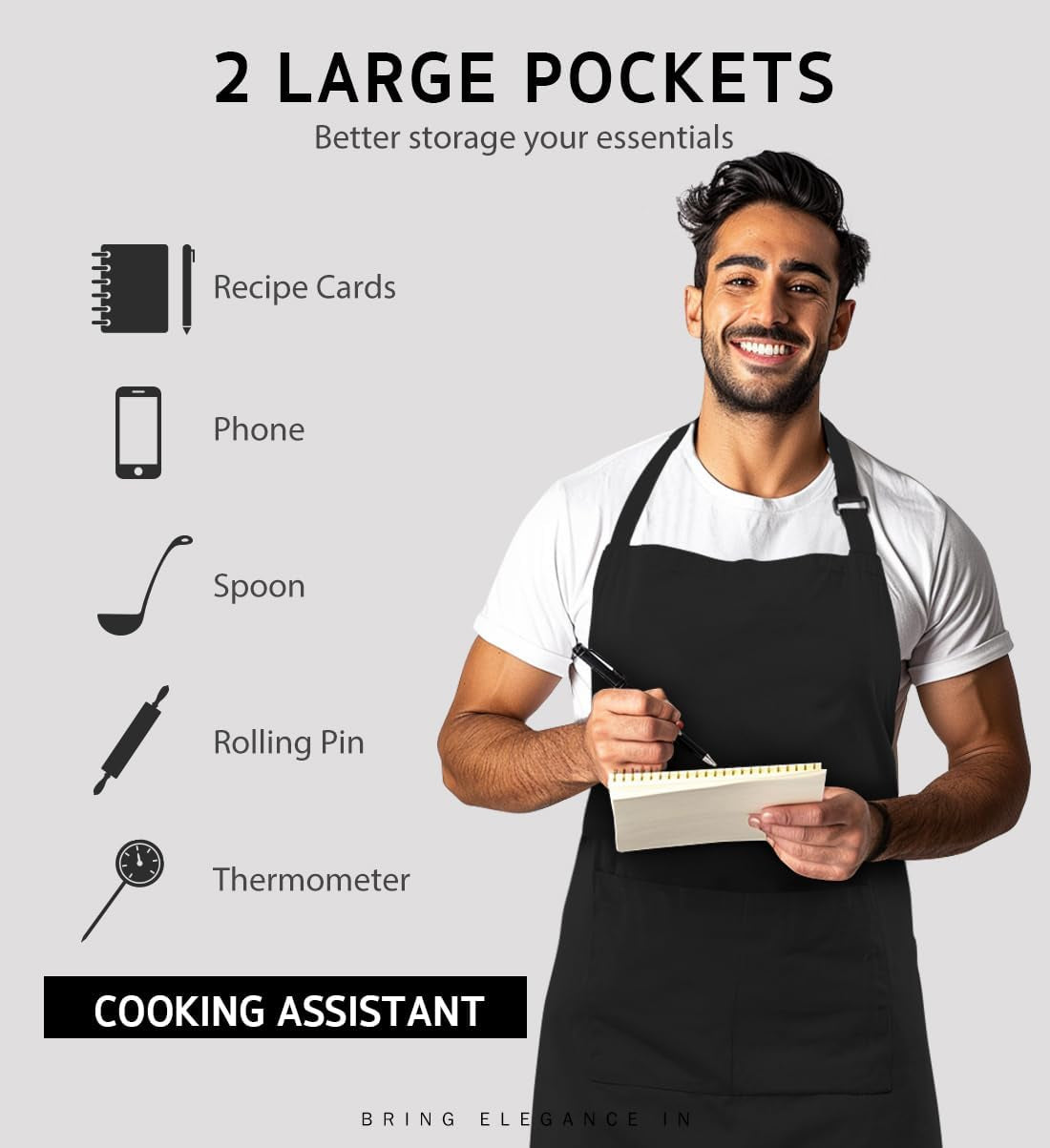 Syntus 4 Pack Chef Apron, Adjustable Bib Apron Waterdrop Resistant Professional Cooking Aprons for Men Women with 2 Pockets, Black