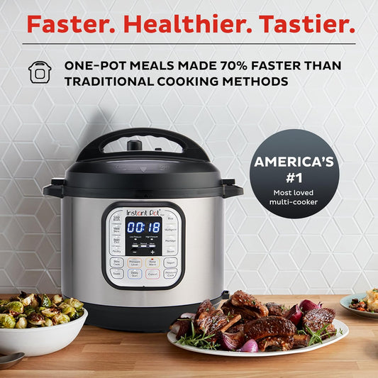Instant Pot Duo 7-In-1 Electric Pressure Cooker, Slow Cooker, Rice Cooker, Steamer, Sauté, Yogurt Maker, Warmer & Sterilizer, Includes App with over 800 Recipes, Stainless Steel, 8 Quart