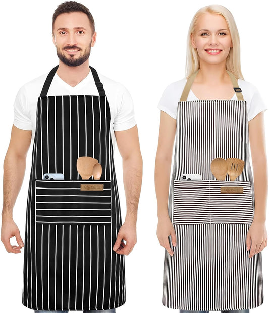 2 Pack Apron, Aprons for Women with Pockets, Cooking Aprons for Women, Kitchen Aprons, Aprons for Cooking