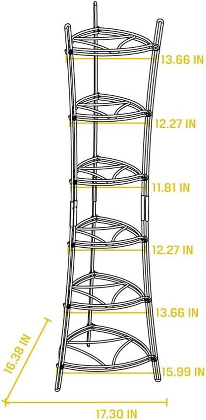 Lodge 6-Tier, Kitchen and Pantry Cast Iron Cookware Storage Organizing Tower, Steel Construction, Matte Black , 32.67" X 20.19" X 6"