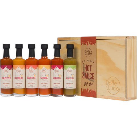 Image of Hot Sauce Gift Set (6 Pack) - Hot Sauce Variety Pack in Premium Wooden Box - Great Gift for Birthday, Christmas, Father'S Day for Men, Him, Her, Dad, Mom - Unique Hot Sauce Gift Set (Set of 6)