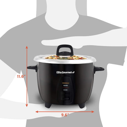 Elite Gourmet ERC2010B Electric Rice Cooker with Stainless Steel Inner Pot Makes Soups, Stews, Porridge'S, Grains and Cereals, 10 Cups Cooked (5 Cups Uncooked), Black