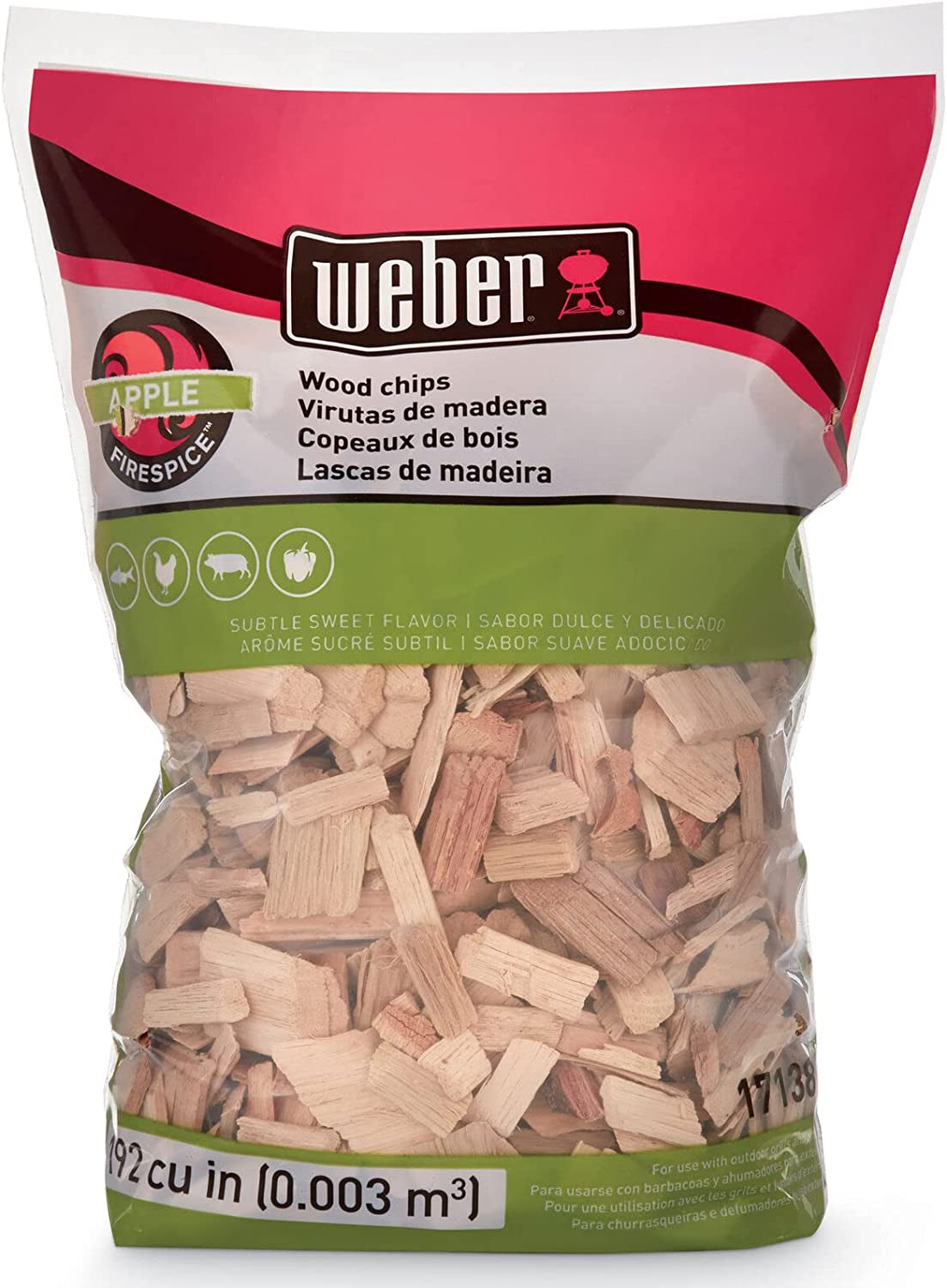 Weber Apple Wood Chips, for Grilling and Smoking, 192 Cu. In