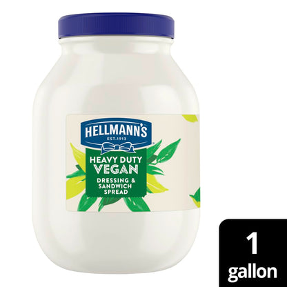 Hellmann'S Heavy Duty Vegan Mayonnaise Jar, Creamy Plant Based Mayo, Condiment for Salads and Sandwiches, Egg Free, 1 Gallon, 128 Oz, Pack of 1