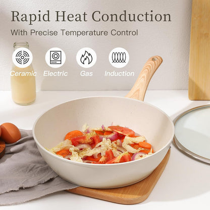 16PCS Pots and Pans Set Non Stick Cookware Set Nonstick with Cooking Set (White, 16Pieces)