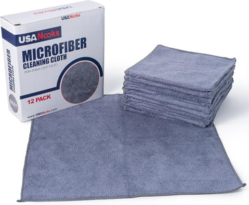USANOOKS Microfiber Cleaning Cloth Grey - 12 Pcs (12.5"X12.5") - High Performance - 1200 Washes, Ultra Absorbent Microfiber Towel Weave Grime & Liquid for Streak-Free Mirror Shine - Car Washing Cloth