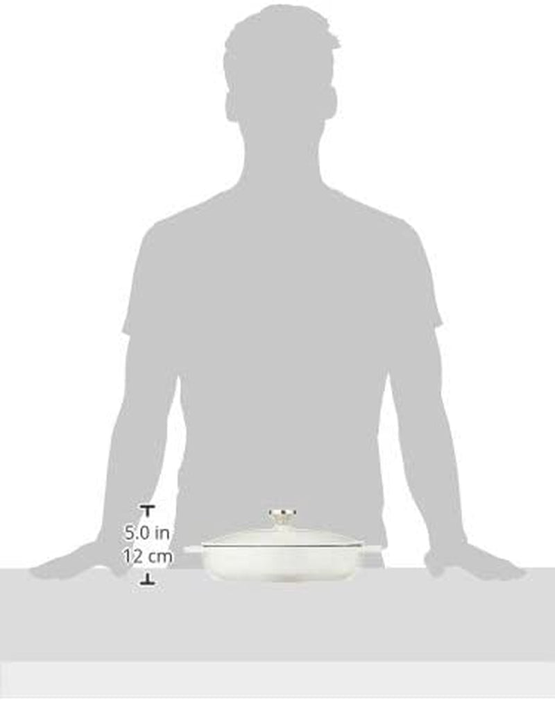 Lodge 3.6 Quart Enameled Cast Iron Oval Casserole with Lid– Dual Handles – Oven Safe up to 500° F or on Stovetop - Use to Marinate, Cook, Bake, Refrigerate and Serve – Oyster White