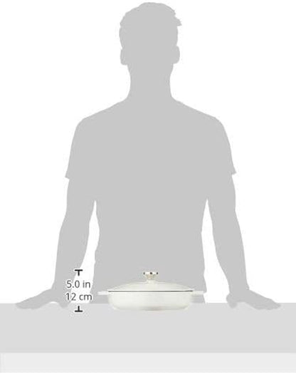 Lodge 3.6 Quart Enameled Cast Iron Oval Casserole with Lid– Dual Handles – Oven Safe up to 500° F or on Stovetop - Use to Marinate, Cook, Bake, Refrigerate and Serve – Oyster White